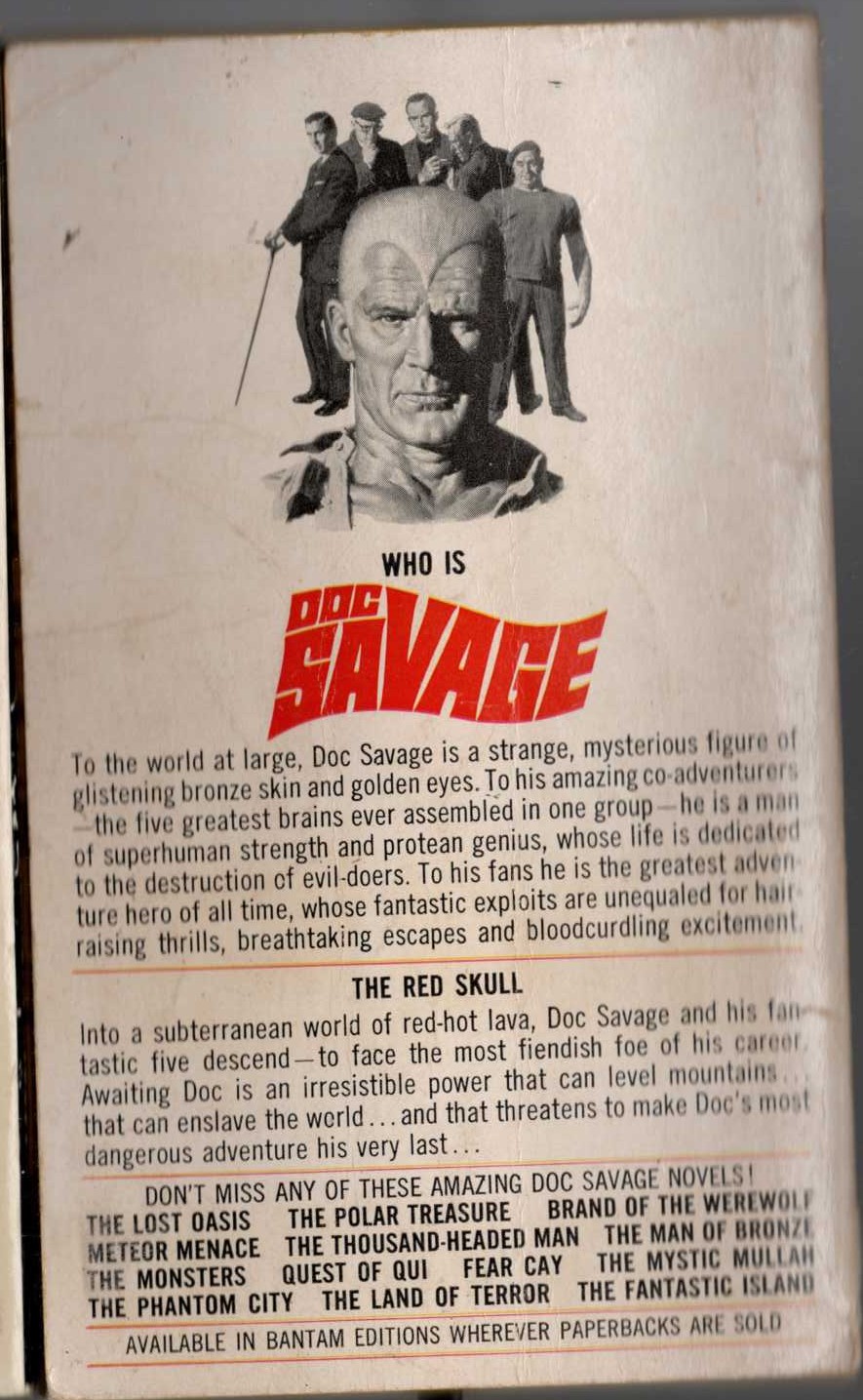 Kenneth Robeson  DOC SAVAGE: THE RED SKULL magnified rear book cover image