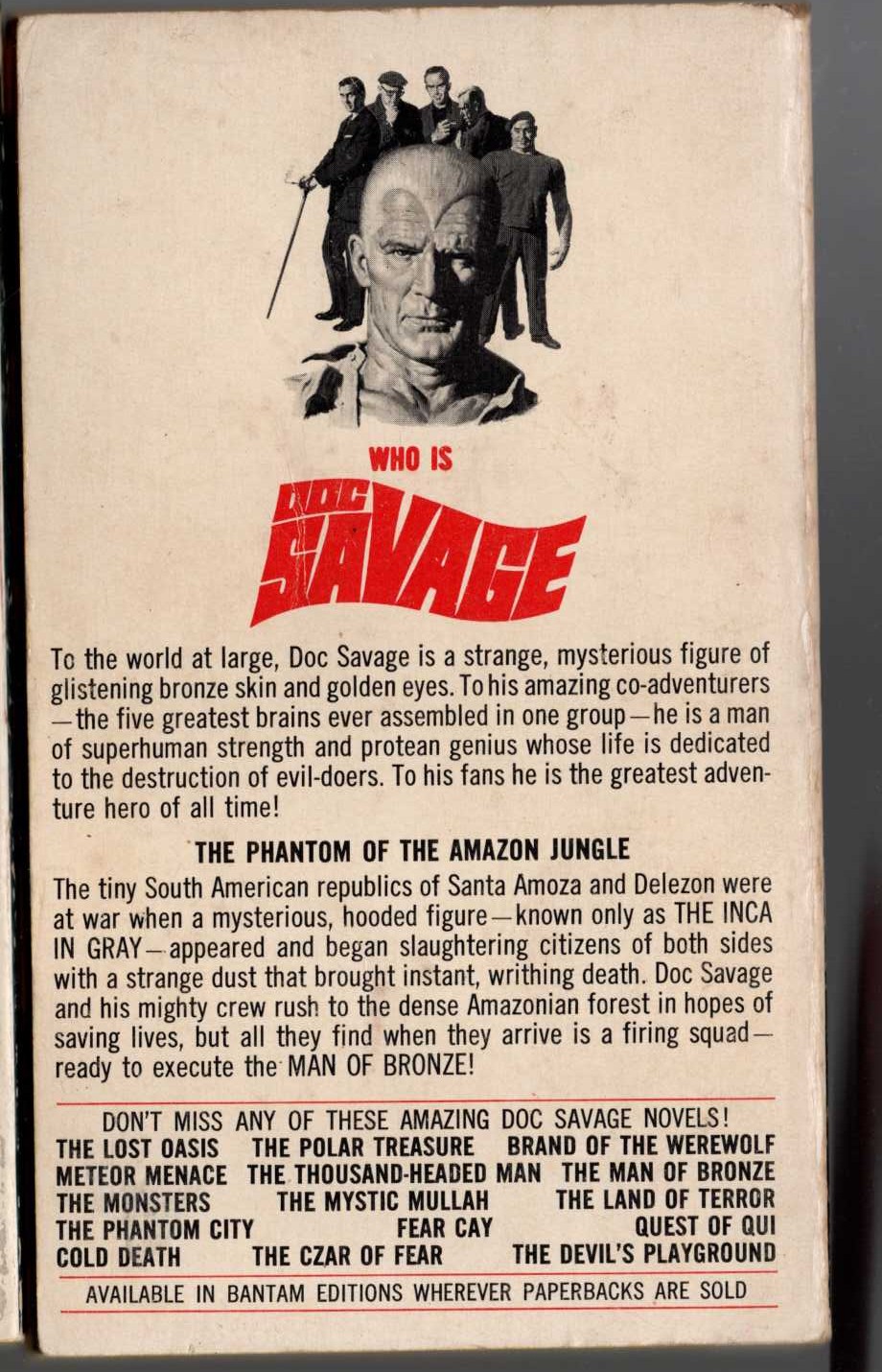 Kenneth Robeson  DOC SAVAGE: DUST OF DEATH magnified rear book cover image
