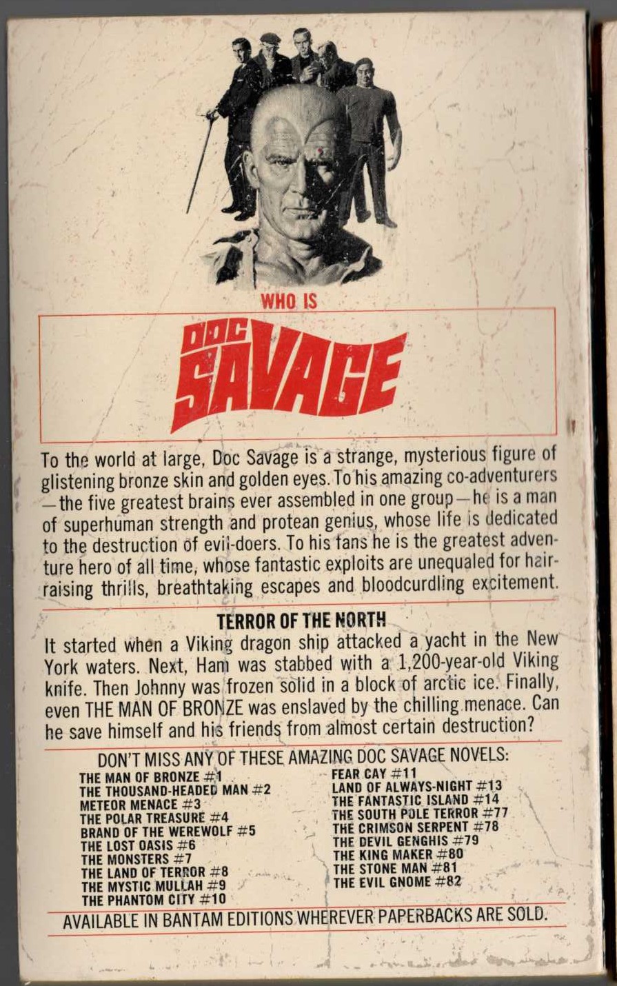 Kenneth Robeson  DOC SAVAGE: QUEST OF QUI magnified rear book cover image