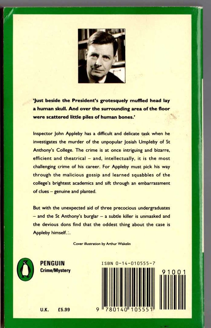 Michael Innes  DEATH AT THE PRESIDENT'S LODGING magnified rear book cover image