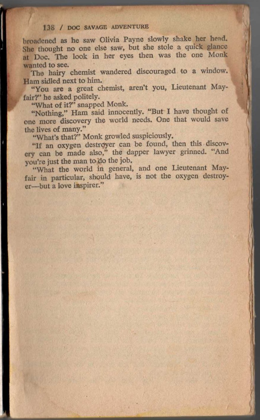 Kenneth Robeson  DOC SAVAGE: MERCHANTS OF DISASTER magnified rear book cover image