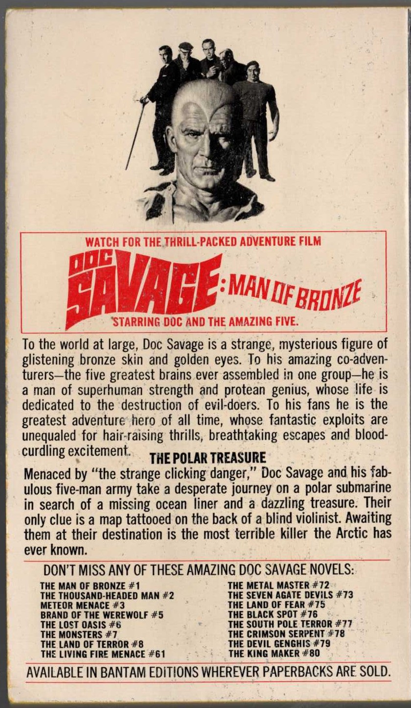 Kenneth Robeson  DOC SAVAGE: THE POLAR TREASURE magnified rear book cover image