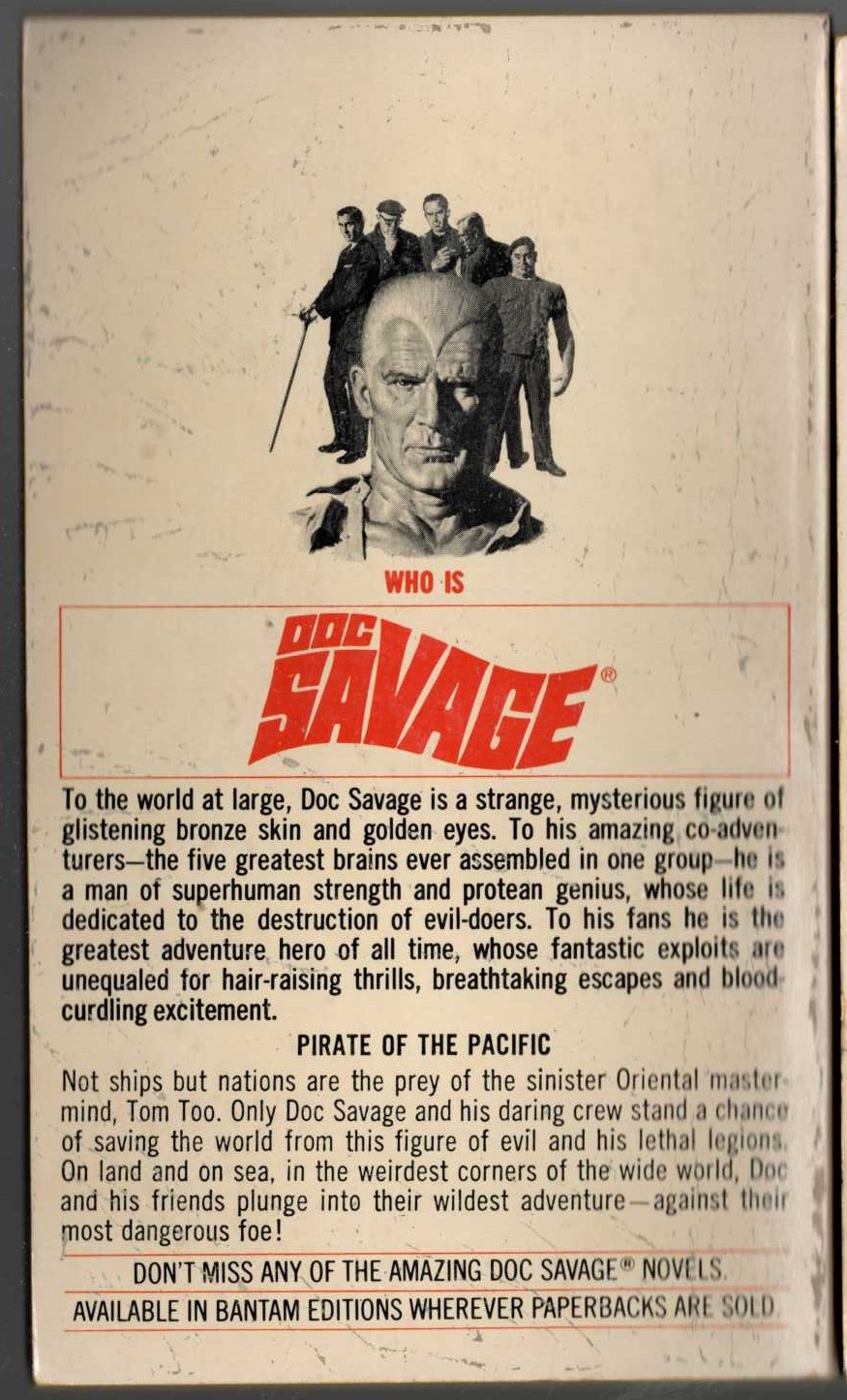 Kenneth Robeson  DOC SAVAGE: PIRATE OF THE PACIFIC magnified rear book cover image
