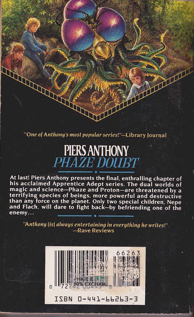 Piers Anthony  PHAZE DOUBT magnified rear book cover image