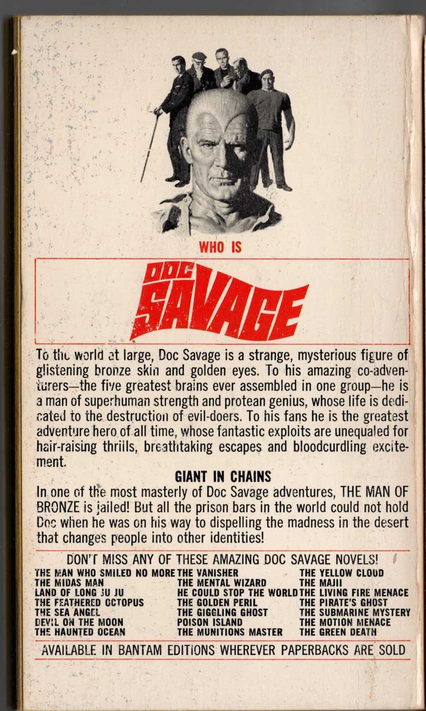 Kenneth Robeson  DOC SAVAGE: MAD MESA magnified rear book cover image