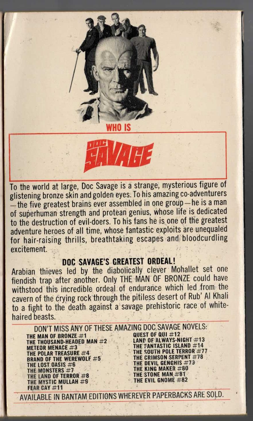 Kenneth Robeson  DOC SAVAGE: THE PHANTOM CITY magnified rear book cover image