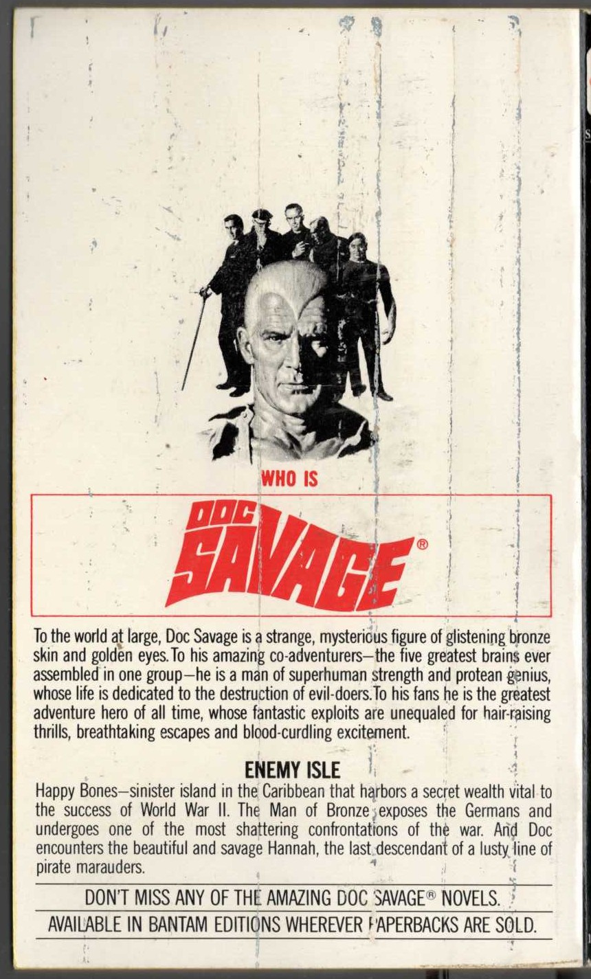 Kenneth Robeson  DOC SAVAGE: MYSTERY ON HAPPY BONES magnified rear book cover image