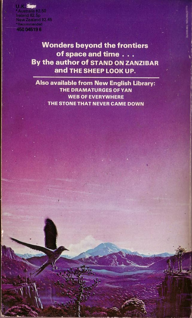 John Brunner  NOT BEFORE TIME magnified rear book cover image