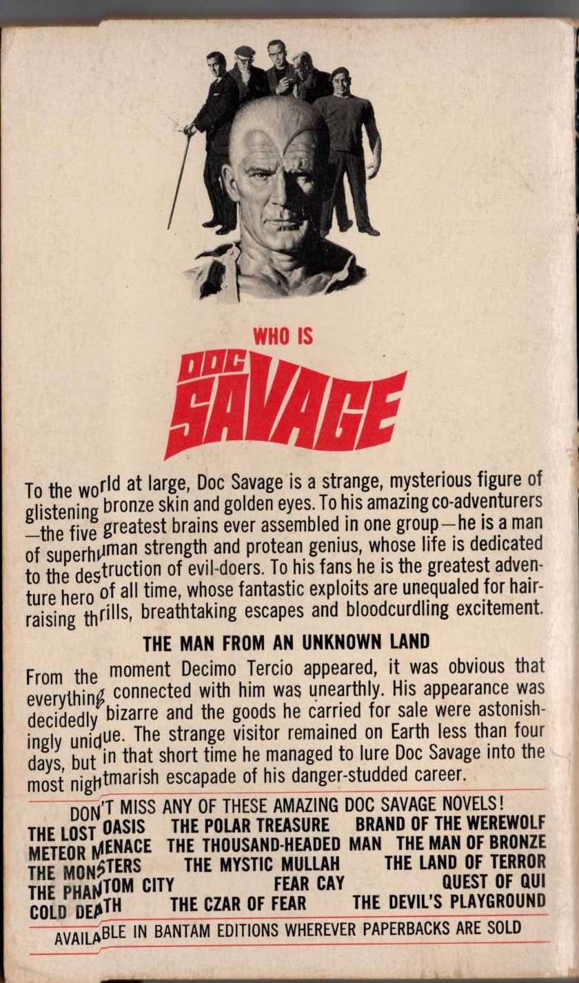Kenneth Robeson  DOC SAVAGE: THE OTHER WORLD magnified rear book cover image