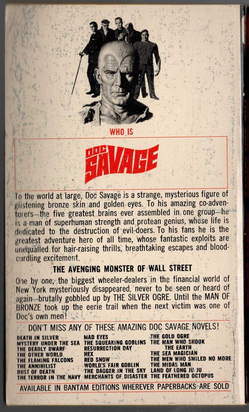 Kenneth Robeson  DOC SAVAGE: THE SEA ANGEL magnified rear book cover image