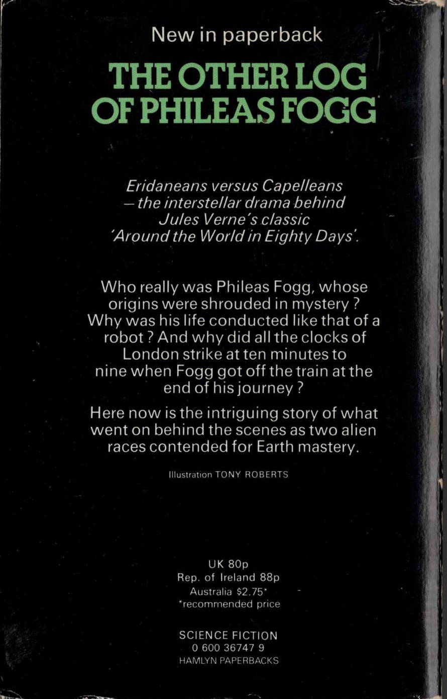 Philip Jose Farmer  THE OTHER LOG OF PHILEAS FOGG magnified rear book cover image