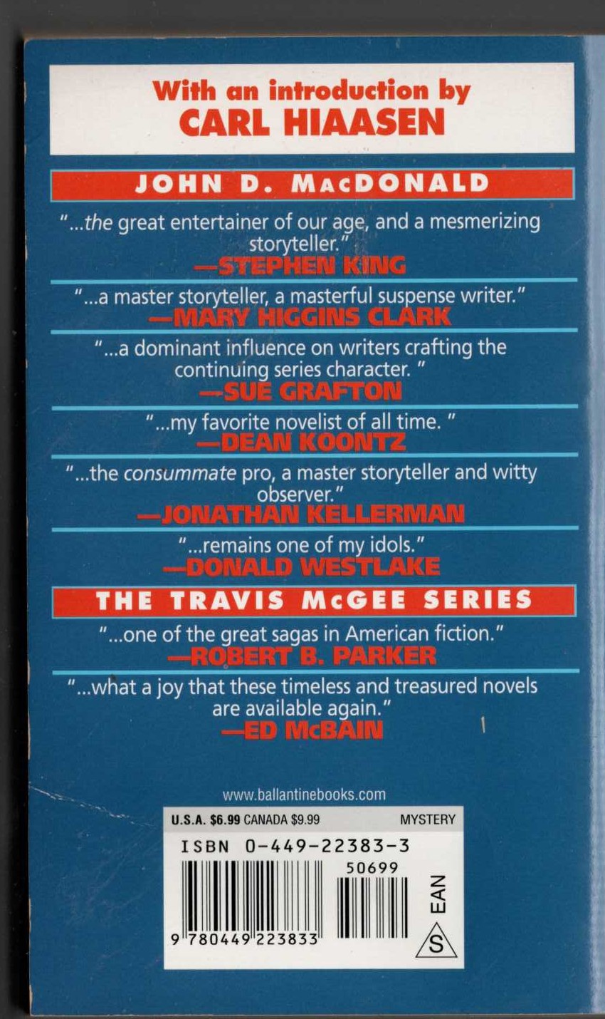 John D. MacDonald  THE DEEP BLUE GOOD-BY [GOOD-BYE] magnified rear book cover image