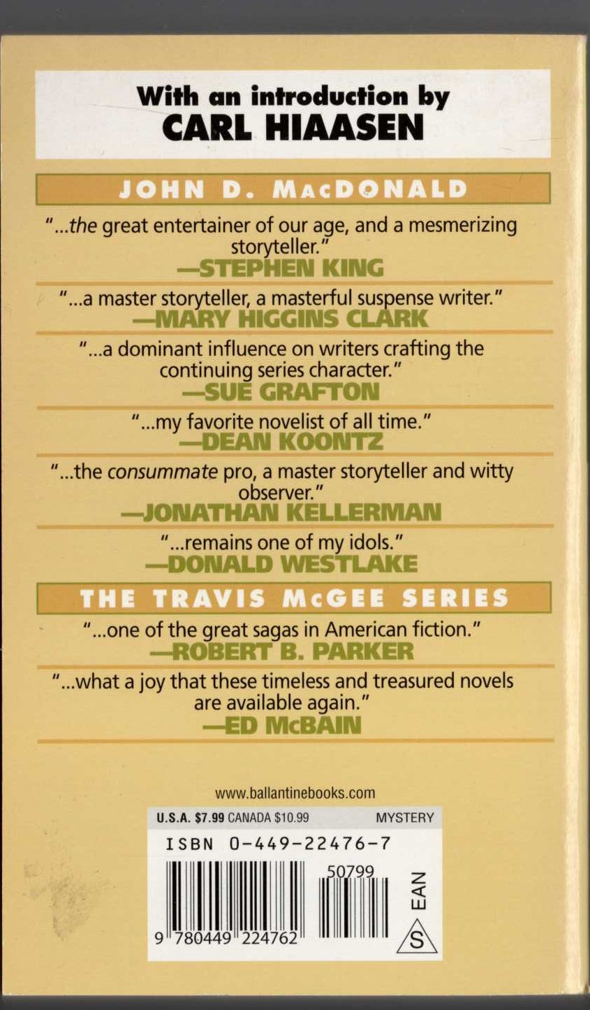 John D. MacDonald  A TAN AND SANDY SILENCE magnified rear book cover image