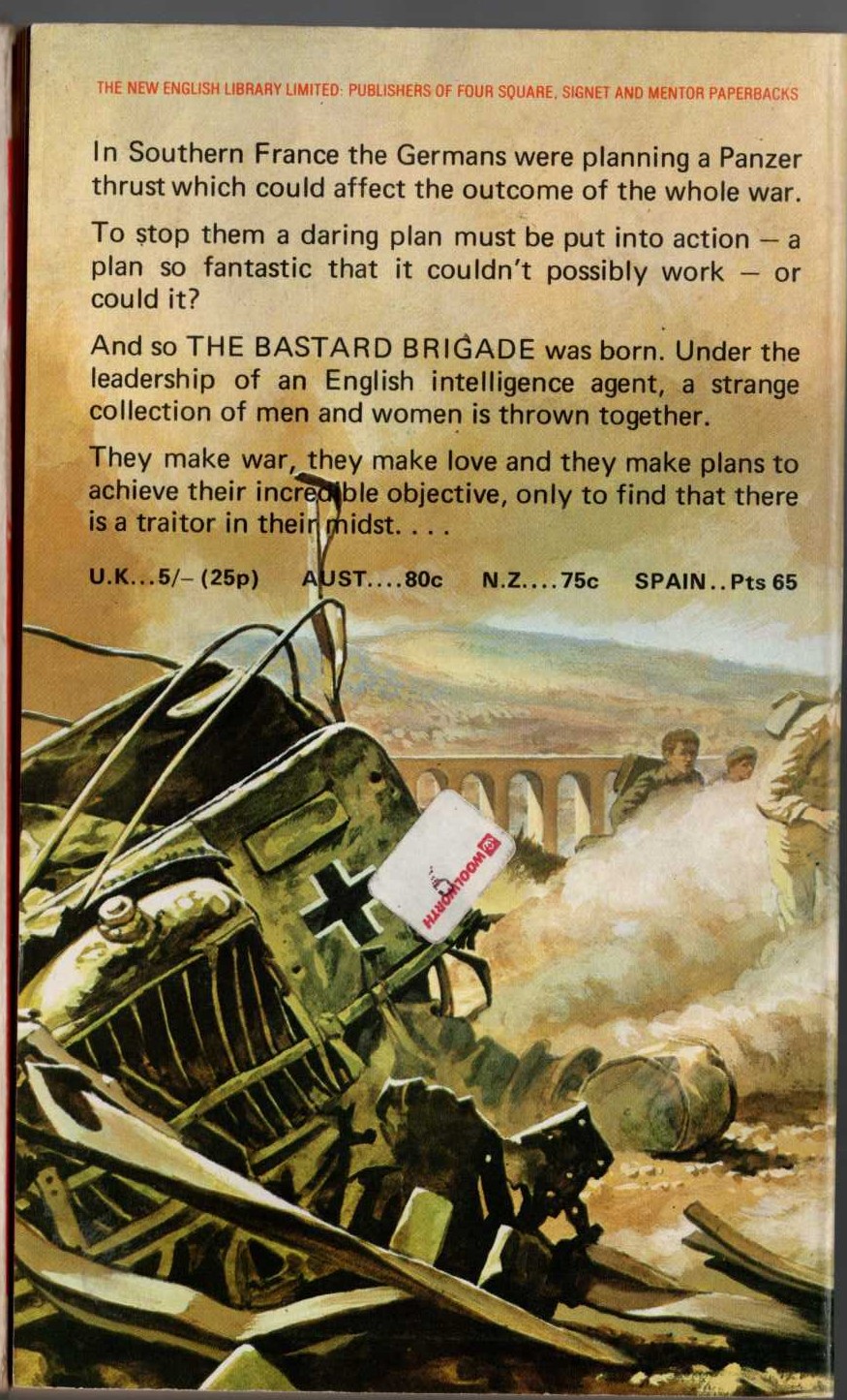Peter Leslie  THE BASTARD BRIGADE magnified rear book cover image