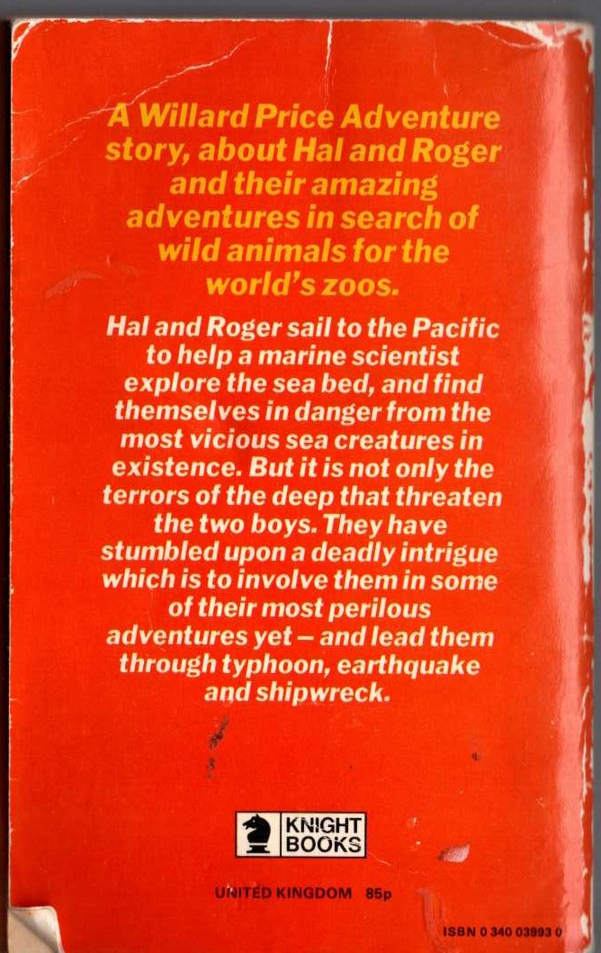 Willard Price  UNDERWATER ADVENTURE magnified rear book cover image