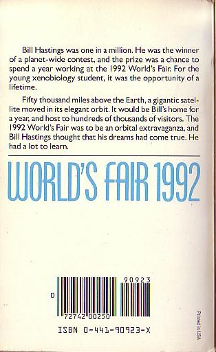 Robert Silverberg  WORLD'S FAIR, 1992 magnified rear book cover image
