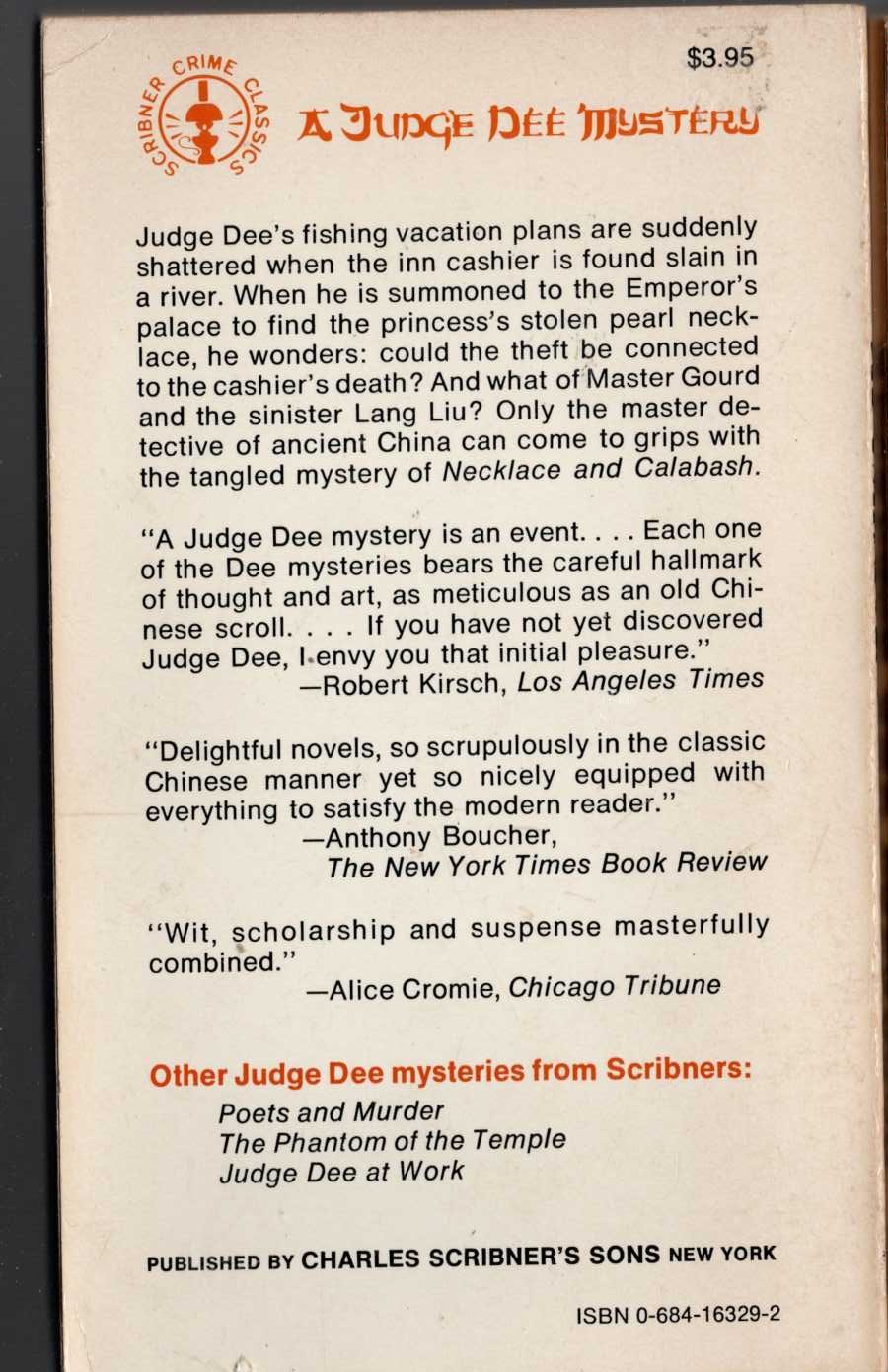 Robert van Gulik  NECKLACE AND CALABASH magnified rear book cover image