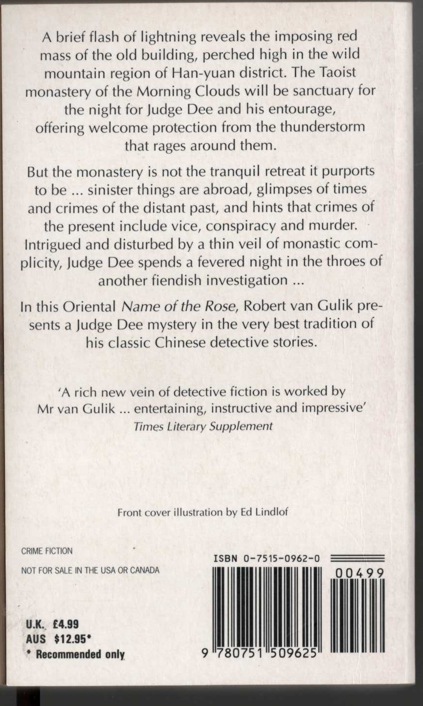 Robert van Gulik  THE HAUNTED MONASTERY magnified rear book cover image