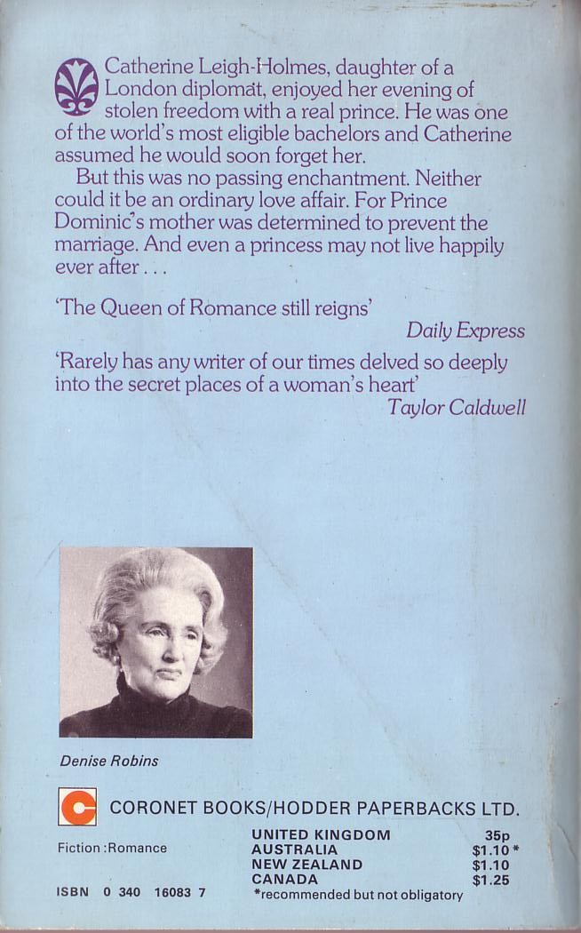 Denise Robins  A LOVE LIKE OURS magnified rear book cover image