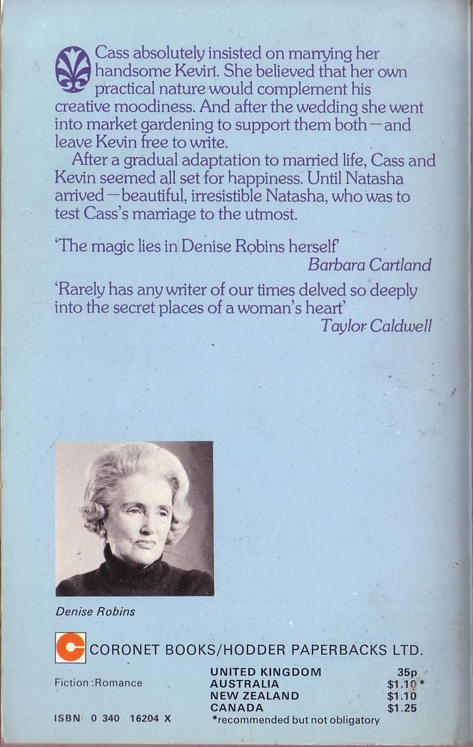 Denise Robins  SWEET CASSANDRA magnified rear book cover image