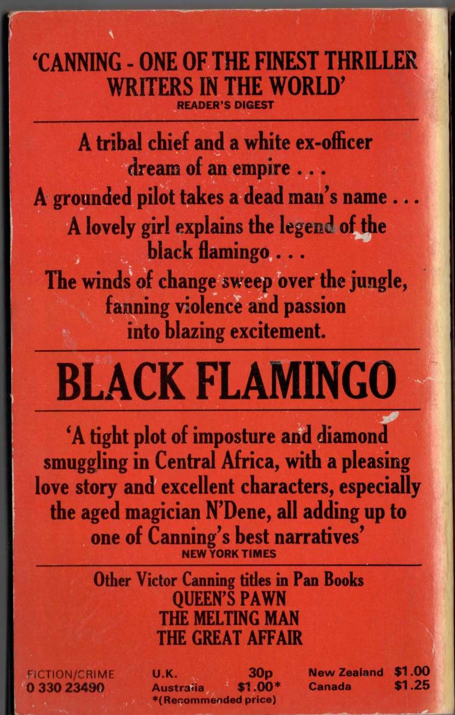 Victor Canning  BLACK FLAMINGO magnified rear book cover image
