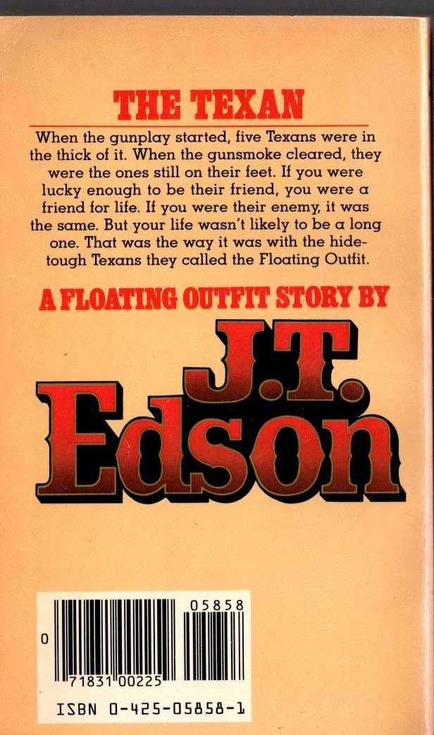J.T. Edson  THE TEXAN magnified rear book cover image