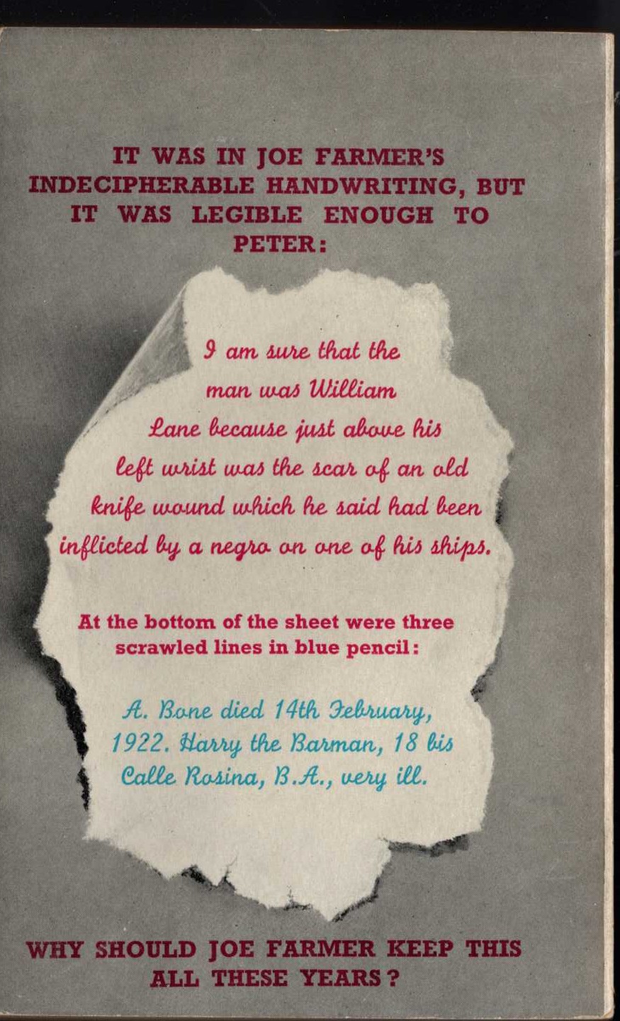 Edgar Wallace  THE FEATHERED SERPENT magnified rear book cover image