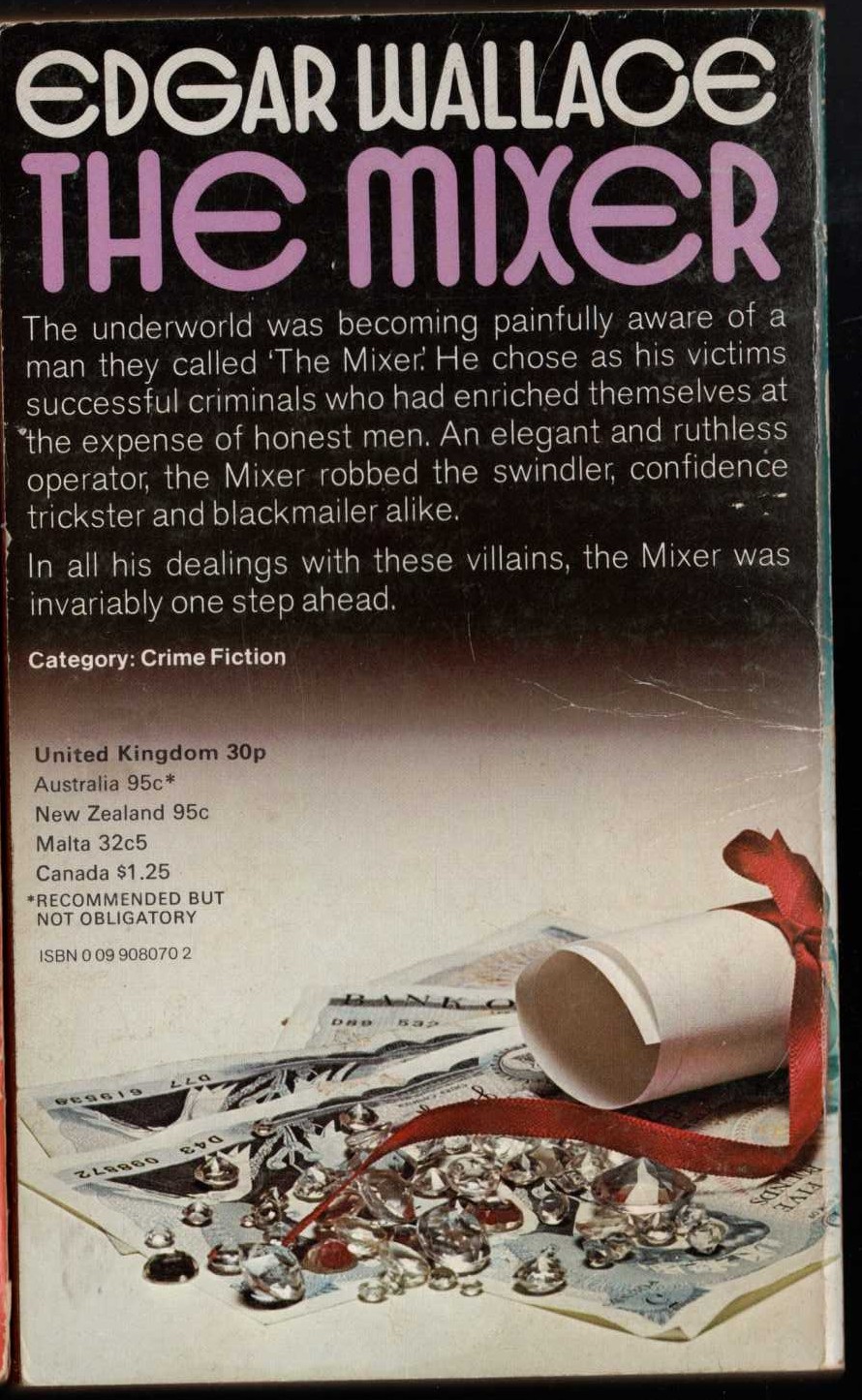 Edgar Wallace  THE MIXER magnified rear book cover image