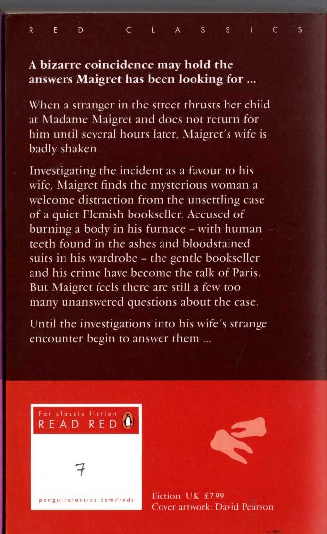 Georges Simenon  THE FRIEND OF MADAME MAIGRET magnified rear book cover image