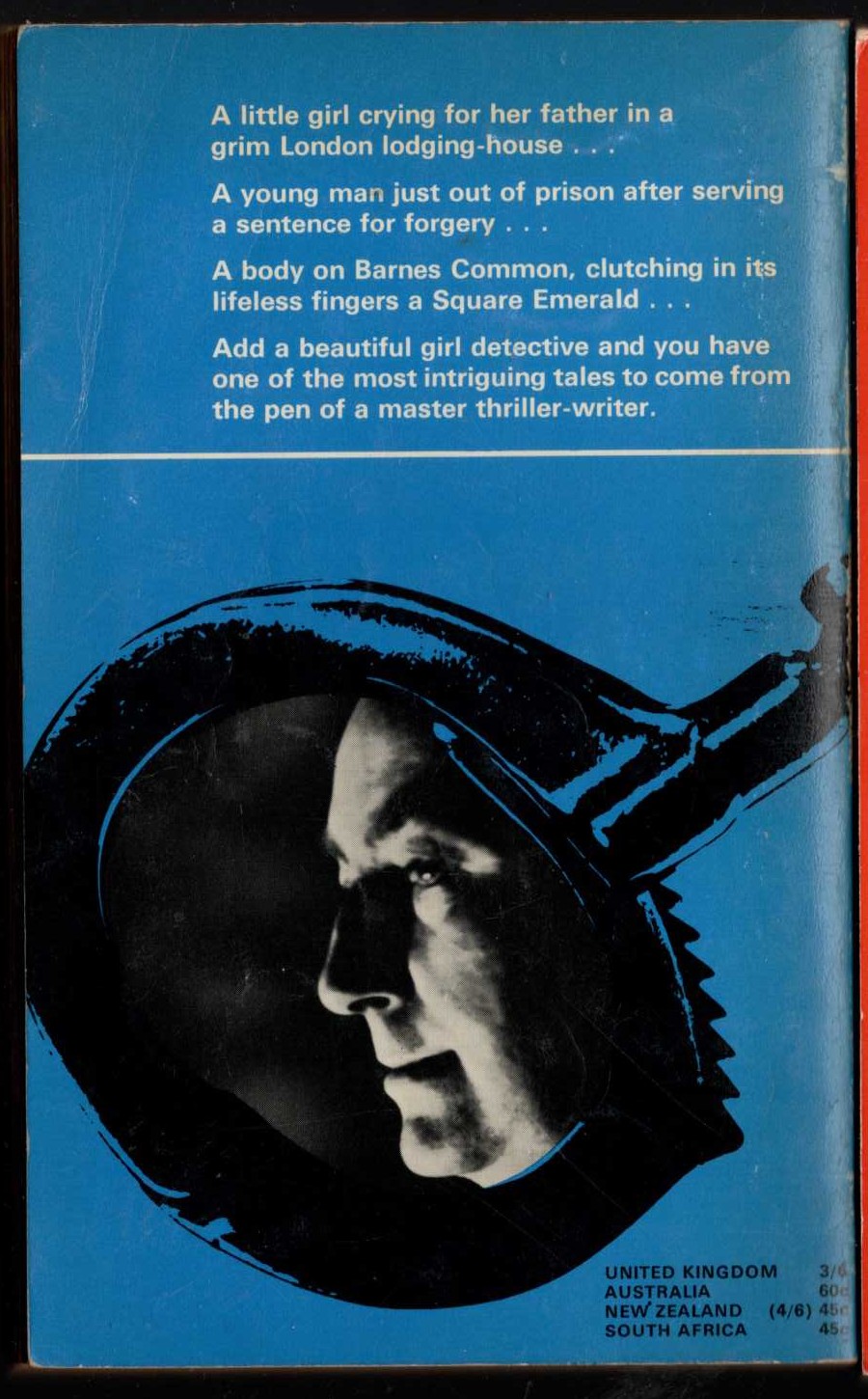Edgar Wallace  THE SQUARE EMERALD magnified rear book cover image