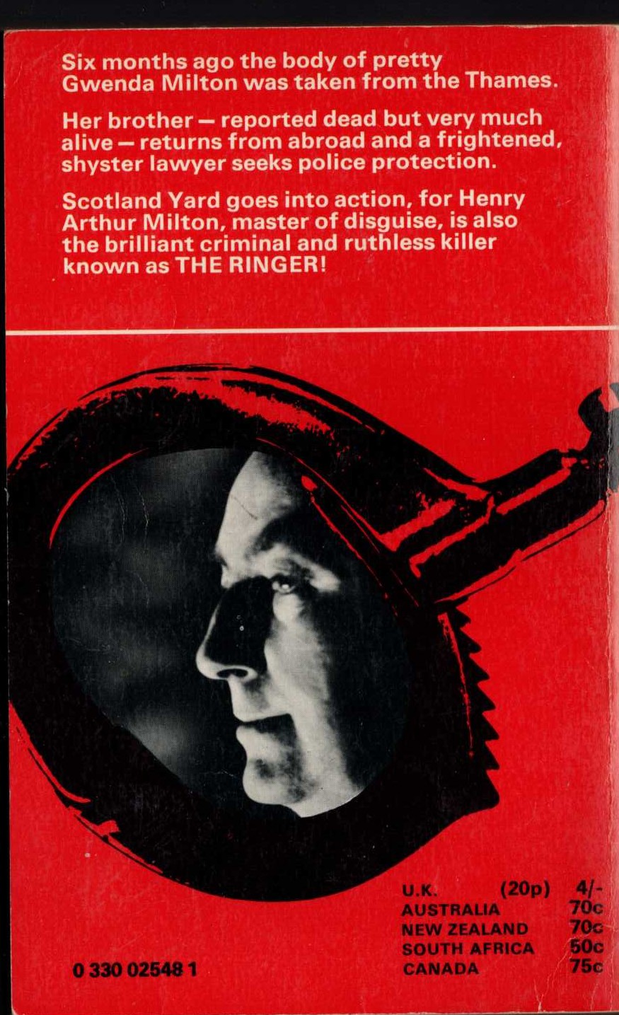 Edgar Wallace  THE RINGER magnified rear book cover image