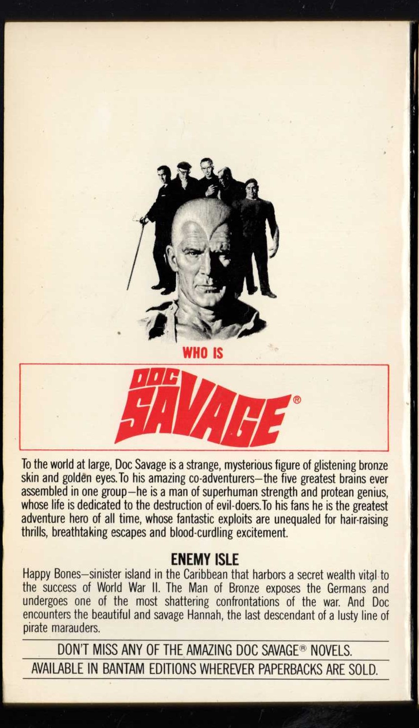 Kenneth Robeson  DOC SAVAGE: MYSTERY ON HAPPY BONES magnified rear book cover image