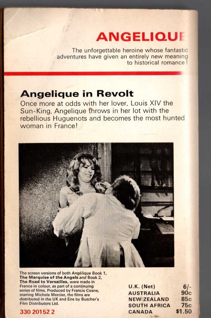 Sergeanne Golon  ANGELIQUE IN REVOLT magnified rear book cover image