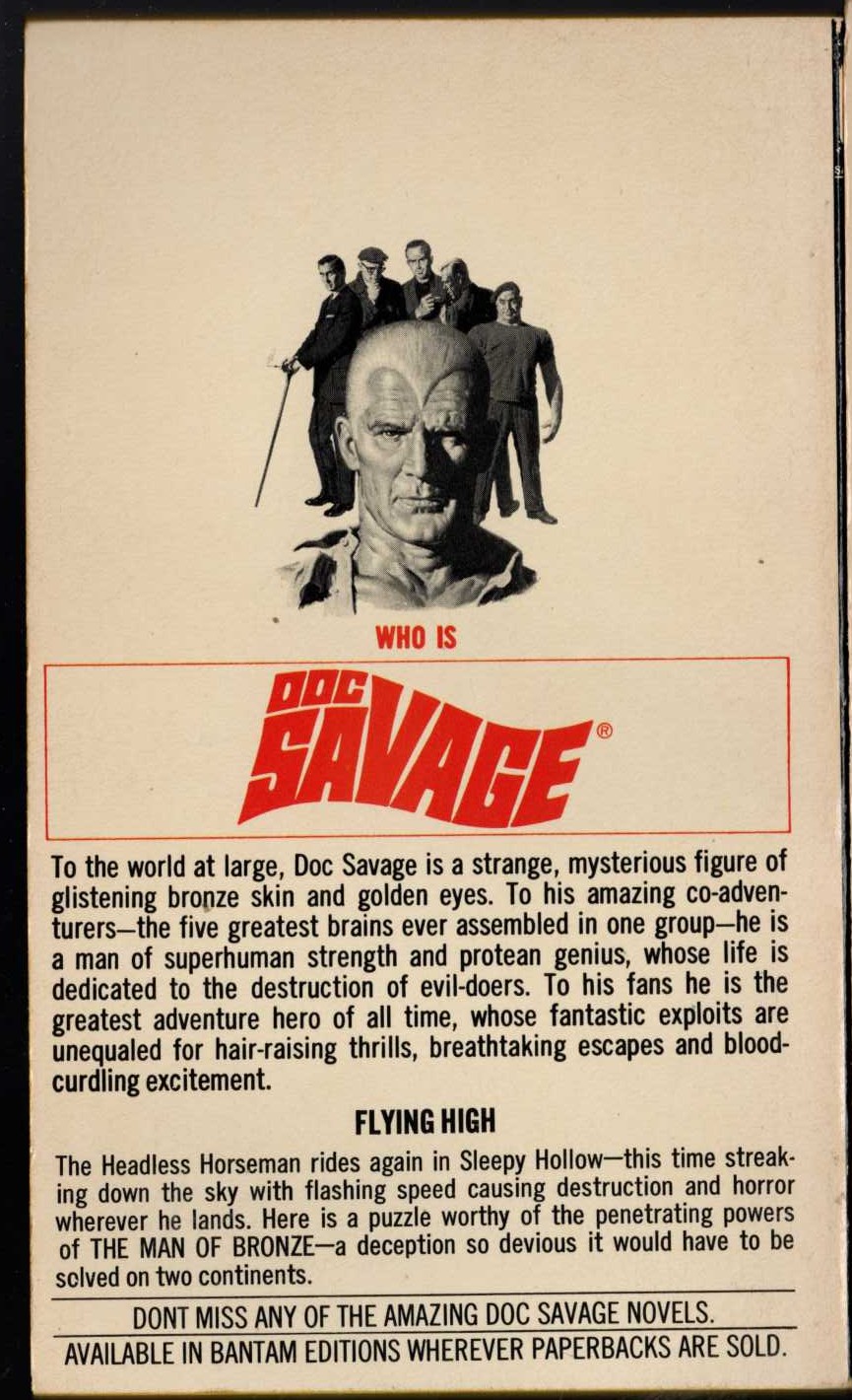 Kenneth Robeson  DOC SAVAGE: THE FLYING GOBLIN magnified rear book cover image
