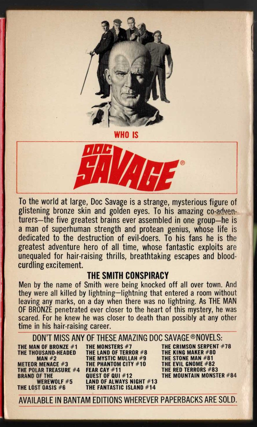 Kenneth Robeson  DOC SAVAGE: THE BOSS OF TERROR magnified rear book cover image