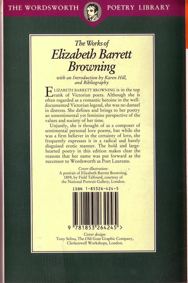 The WORKS OF ELIZABETH BARRETT BROWNING magnified rear book cover image