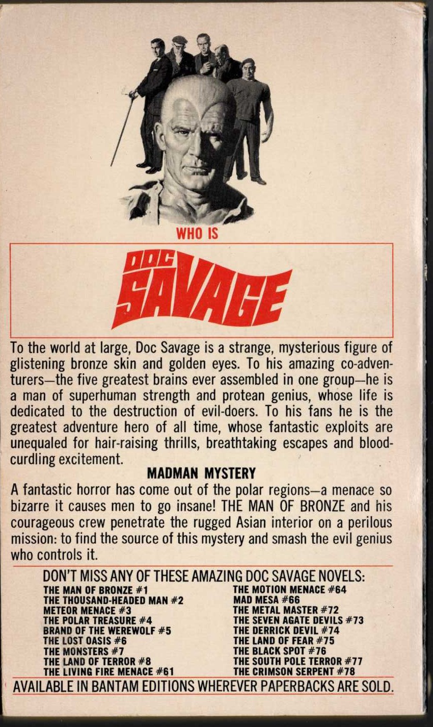 Kenneth Robeson  DOC SAVAGE: THE DEVIL GENGHIS magnified rear book cover image