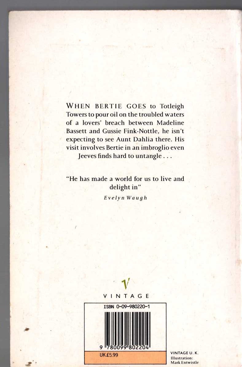 P.G. Wodehouse  THE CODE OF THE WOOSTERS magnified rear book cover image