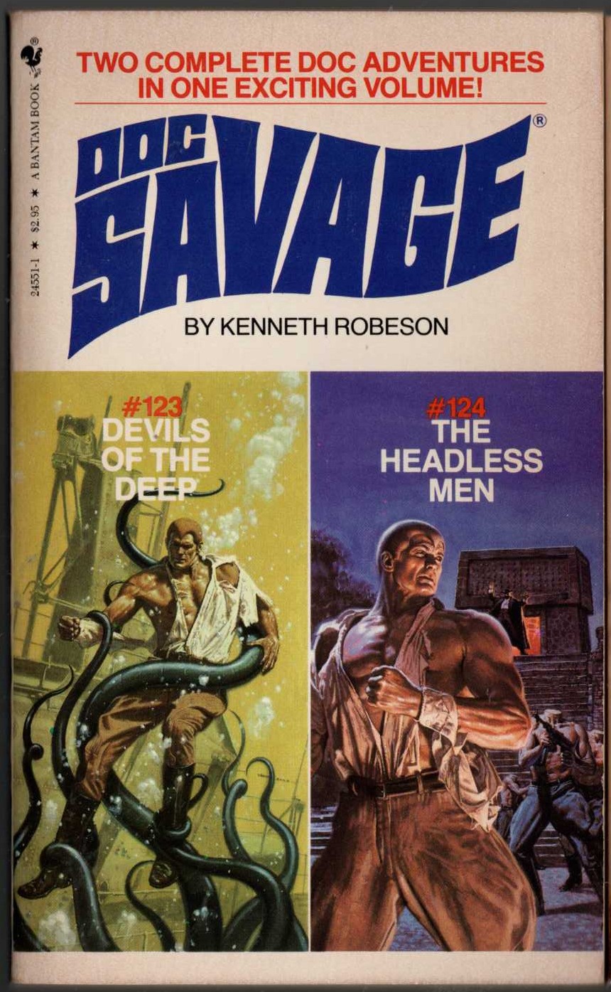 Kenneth Robeson  DOC SAVAGE: DEVILS OF THE DEEP and THE HEADLESS MEN front book cover image