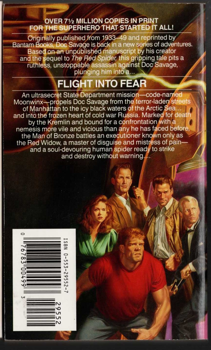 Kenneth Robeson  DOC SAVAGE: FLIGHT INTO FEAR magnified rear book cover image