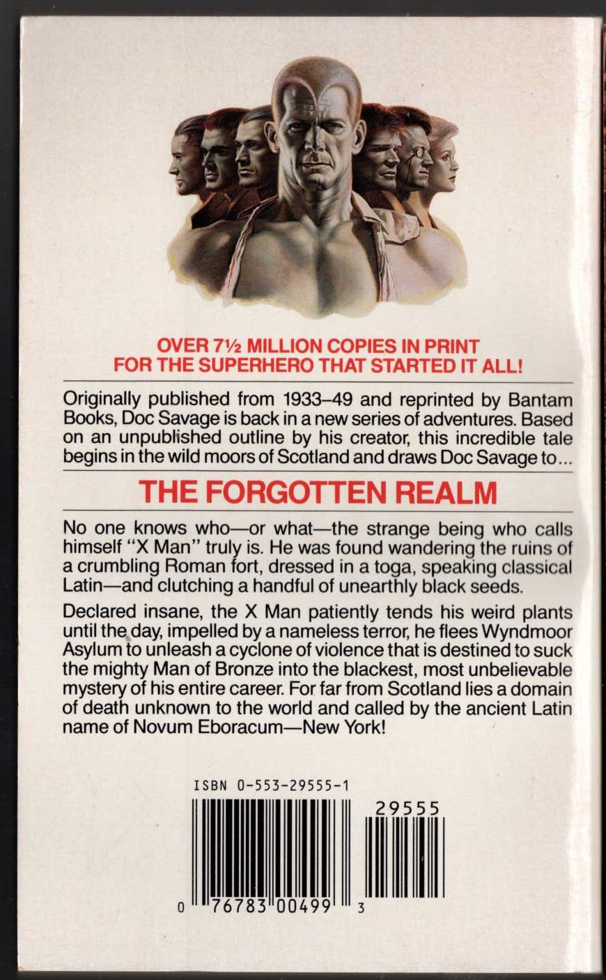 Kenneth Robeson  DOC SAVAGE: THE FORGOTTEN REALM magnified rear book cover image