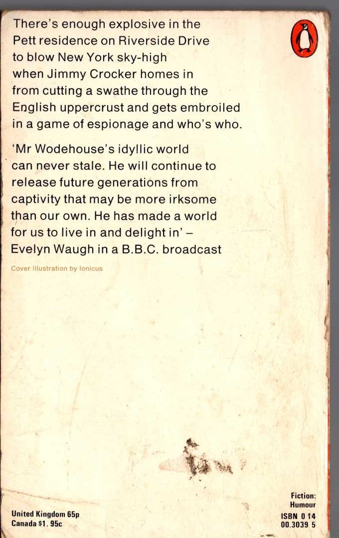 P.G. Wodehouse  PICCADILLY JIM magnified rear book cover image