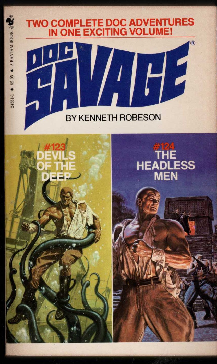 Kenneth Robeson  DOC SAVAGE: DEVILS OF THE DEEP and THE HEADLESS MEN front book cover image
