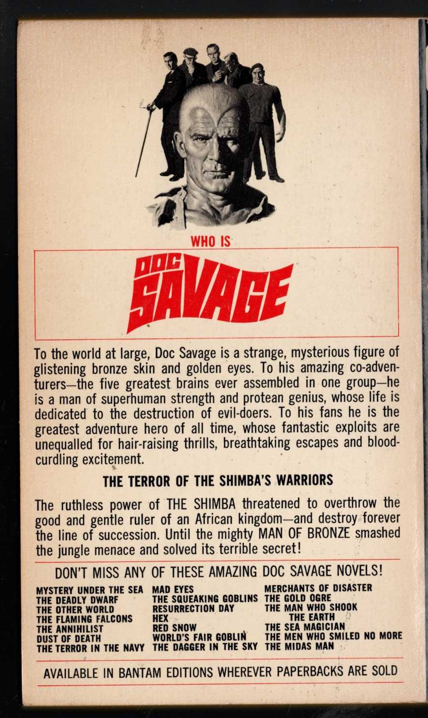 Kenneth Robeson  DOC SAVAGE: LAND OF LONG JUJU magnified rear book cover image