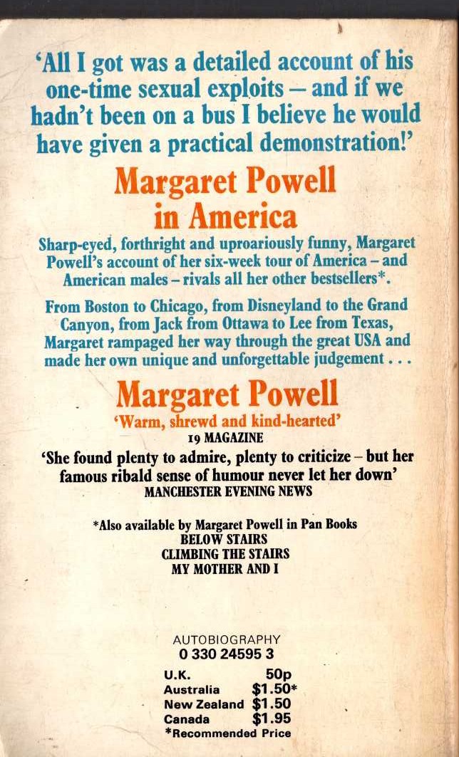Margaret Powell  MARGARET POWELL IN AMERICA magnified rear book cover image