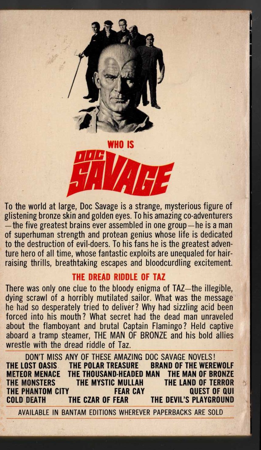 Kenneth Robeson  DOC SAVAGE: MYSTERY UNDER THE SEA magnified rear book cover image