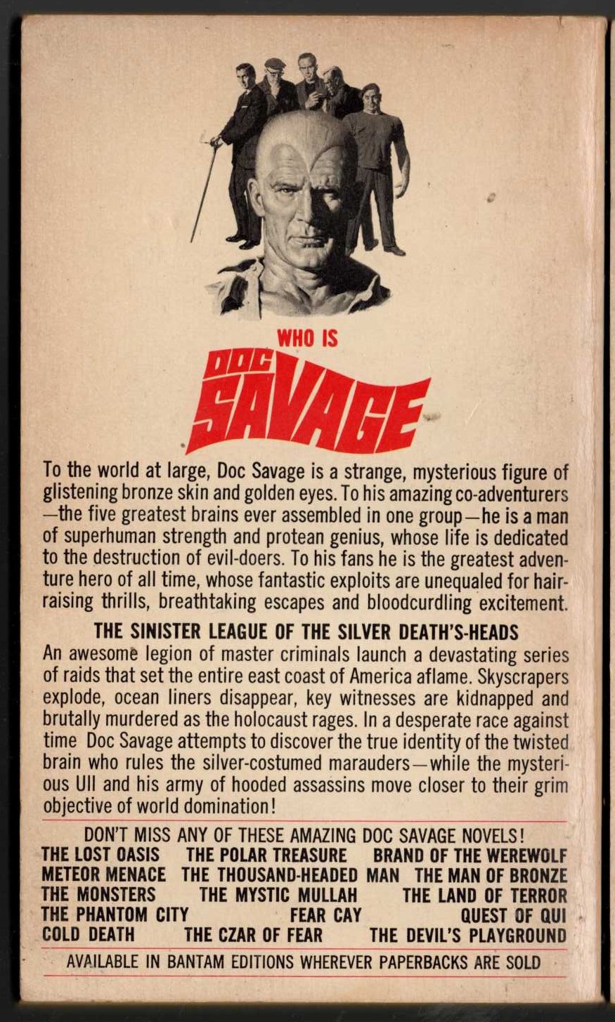 Kenneth Robeson  DOC SAVAGE: DEATH IN SILVER magnified rear book cover image