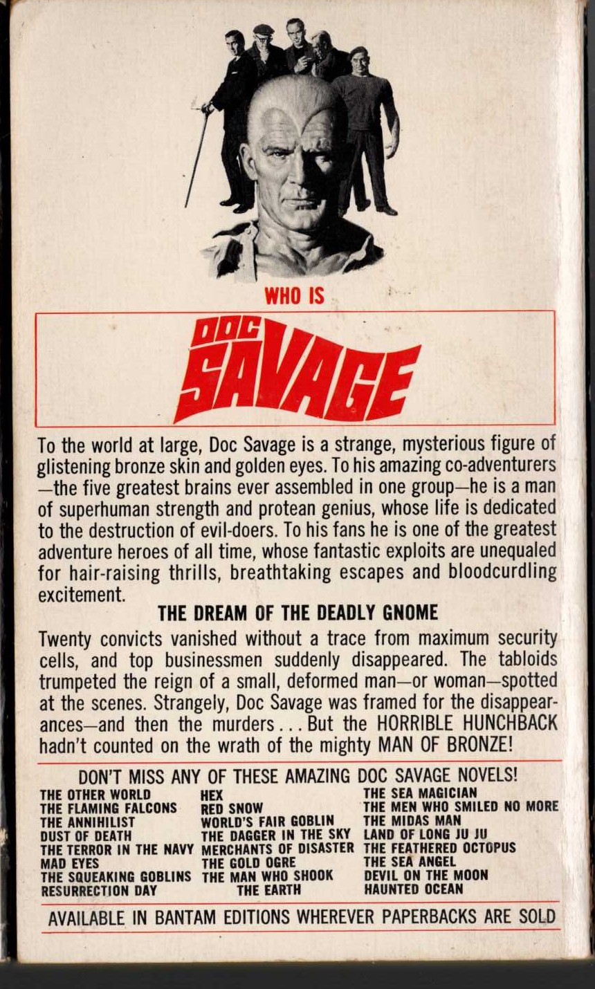 Kenneth Robeson  DOC SAVAGE: THE VANISHER magnified rear book cover image