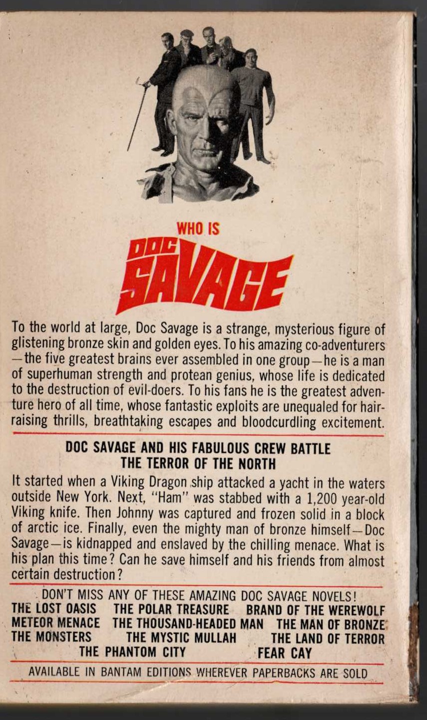 Kenneth Robeson  DOC SAVAGE: QUEST OF QUI magnified rear book cover image