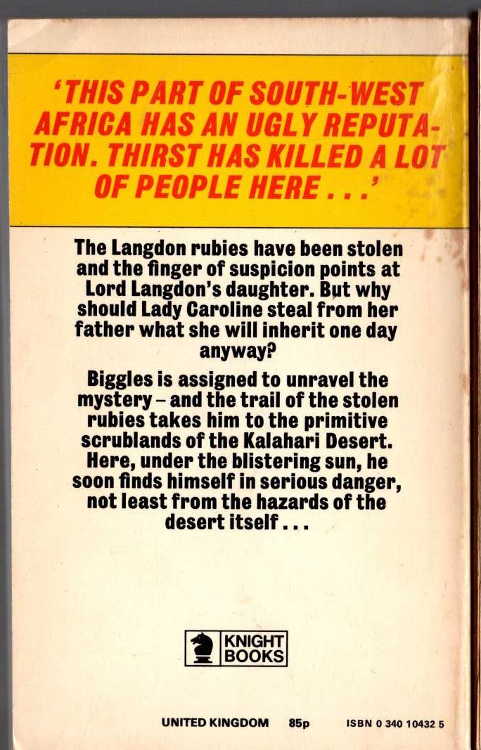 Captain W.E. Johns  BIGGLES SORTS IT OUT magnified rear book cover image